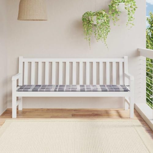 Frdhee Rückenkissen Stuhlkissen Eckbank Auflagen,Gartenbank Auflage Grau Karomuster 180x50x4 cm Oxford Gewebe,Auflage Für Sitzbank Gartenbank Gartenmöbel,Keine Montage Erforderlich