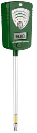 Fegtrtyoa Misuratore di Umidità, Luce, PH, Fertilità, Temperatura, Umidità, Terreno, 7 In 1, Strumento per Piante da Giardino, Fattoria, Interni Ed Esterni