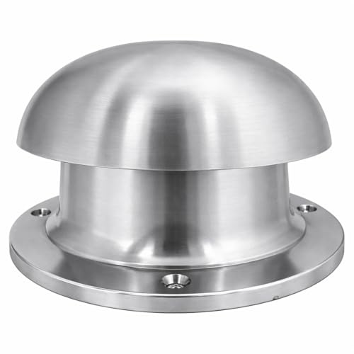 6 Aluminium Mushroom Vent – Marine/Narrowboat Roof Ventilator – Polished Aluminium, 4 Vented Area, Paintable, 4 Countersunk Fixing Holes – Boat, Canal Boat, Cabin Roof Air Vent