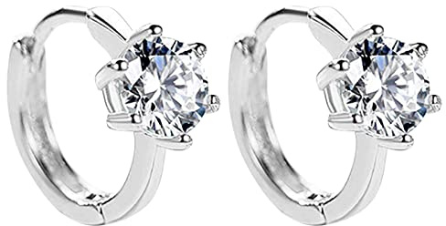 HHRLCHX Tryck på örhängen för kvinnor Diamond Six Prongörhängen för tonårsflickor Minimalistiska Piercing Studs Trendiga örhängen som hänger diamantörhängen