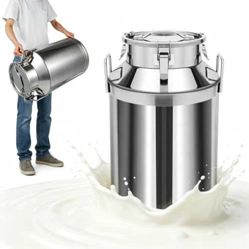 HuKaiL Bricco per latte ermetico in acciaio inox 201, con coperchio, 60 litri, contenitore per cereali, farina per latte, vino, riso, farina e cereali