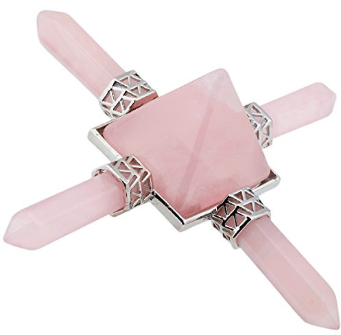 mookaitedecor Natural Crystal Pyramid Energy Stone Points Wands for Reiki | Rose Quartz Pyramid Chakra, Meditation Wiccan Supplies, Crystal Stone Collection, with 4 Stone Points Wands