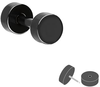 Treuheld Fake Plug - Edelstahl Ohrstecker zum Schrauben - Schwarz - Damen & Herren - 6 Größen