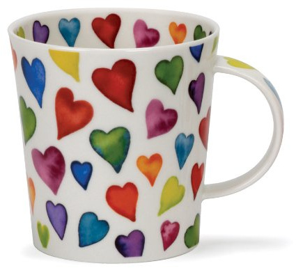 Dunoon Fine Bone China Kaffeebecher/Kaffeetasse warm Hearts| Bunte Herzen (Lomond)
