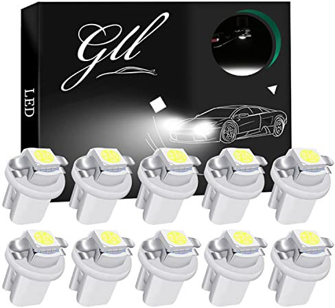 GLL Grandview 10pcs LED T5 Balnc Ampoules LED B8.5 Tableau de Bord Ampoules 1-5050-SMD pour Voiture Tableau de Bord Compteur de Vitesse Instrument Gauge Cluster Voyant