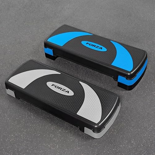METIS Fitness/träningssteg – justerbara höjdnivåer (10 cm, 15 cm & 20 cm) | Aerobic Step - hemma-gymutrustning | steup-box för träning | [2 färger] (svart/blå)