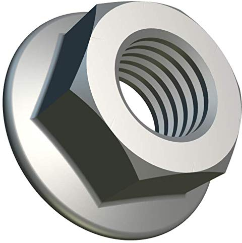 M12 Flanschmuttern, gezackt, 10 Stück, Sechskant, verzinkt, Kontermutter für Bolzen/Schrauben – sechseckige Befestigungsmutter aus legiertem Stahl, Norm zertifiziert nach DIN 6923 (12 mm)