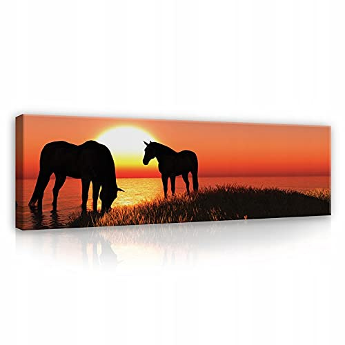 WallArena Leinwand Bilder 145x45 cm | Sonnenuntergang, Leinwandbilder, Bild auf leinwand, Format: 80x60 cm (BxH) - einteilig auf Canvas Leinwand. Das