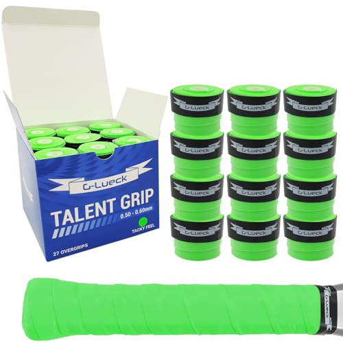 G-Lueck 27x Tennis Overgrips Talent Grip Griffband | 0,50-0,60mm Stärke | Für Squash Badminton Schläger & Golf inkl. Selbstklebendem Abschlußband | sehr griffig