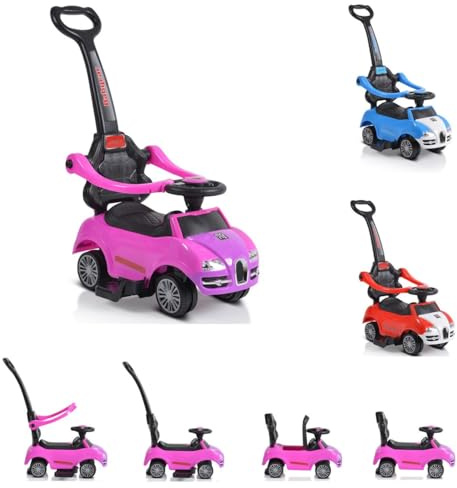 Moni Rutschauto 2 in 1 Rider 308, Rutscher mit Griff, Lehne, Bügel, Fußstütze pink