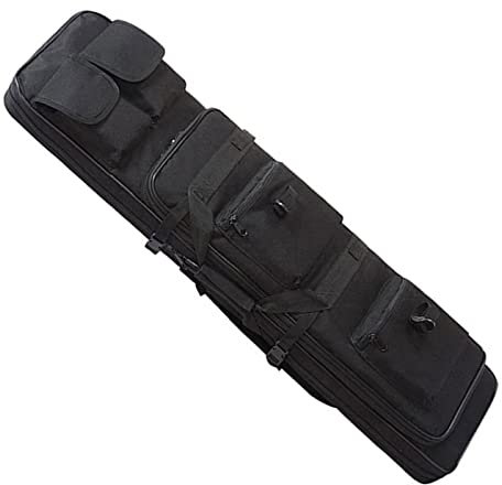 Doppel Waffentasche Gewehrtasche Langwaffentasche Double Rifle Bag Mit Weich Gepolstertem Schutz mit Justierbarem Schultergurt für Langwaffen Luftgewehr Gewehr Jagd,Schwarz,120cm