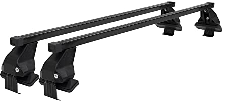 Menabo Dachträger Grundtäger kompatibel mit Audi A3 8PA Sportback 2005-2013 Stahl 50kg Schwarz 2tlg Ohne Reling für Fahrradträger, Dachboxen, Skiträger Abschließbar