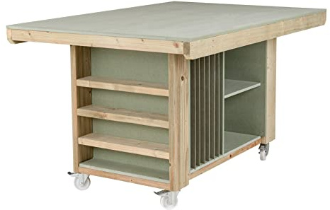 Arbor Garden Solutions Art - craft table, project workbench with storage, heavy-duty solid wood studio desk (Art-V3)