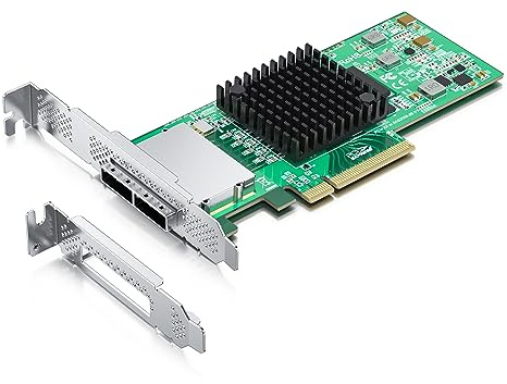 H!Fiber 6G External PCIe Controller Card, SAS/SATA HBA Host Bus Adapter, SAS 2008 Chip, PCIE X8, 2X SFF-8088 Ports,Same as 9200-8E