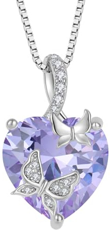 FJ Schmetterling Kette Damen 925 Sterling Silber Alexandrit Kette Juni Geburtsstein Halskette Herz Anhänger Schmuck Geschenke für Frauen Mutter Freundin Mama