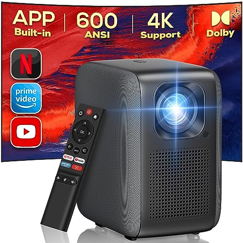 Beamer【Integriertes Netflix/YouTube/Prime Video】, Full HD 1080P 18000 Lumen, iZEEKER 4K Beamer WiFi Bluetooth Vollständig Versiegelt, Elektrischer Fokus 4D/4P-Keystone Kompatibel mit Android/PC/USB
