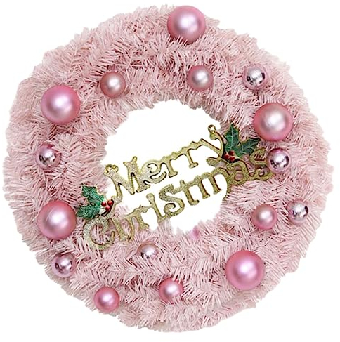 OSALADI Weihnachtskranz Rosa PVC 30cm Mit Lichterkette Innenbereich Dekoration Festliches Arrangement