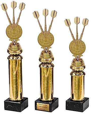 eberin – Dart Pokal Trophäe 25,5cm – Elegante Skulptur für Dartturnier – Award mit oder ohne Gravur – Wanderpokal für Dart WM und Events