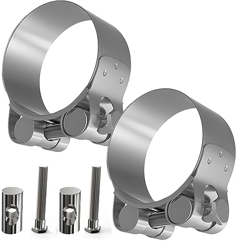 YIDM Auto Edelstahl Auspuffschelle Rohrverbinder: 2 Stück Auspuff Schellen, Kfz Auspuffrohrschelle Auspuff Reparaturset Universal Auspuffrohrhalterung Schalldämpfer Auspuff Clip Befestigen (74-79mm)