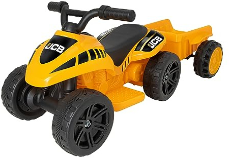 JCB Battery Operated Mini Quad With Trailer | Electric Powered Construction Ride On Car | Includes Detachable Trailer | JCB Construction Toys | Ride Along Toys For Children | Ages 3+