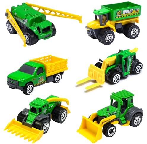 Oriate Bauernhof Traktor Spielzeug, Metal Dauerhaft Farm Mähdrescher Bagger Kinder Fahrzeuge Tortendeko Sandspielzeug Set, Traktoren Set Landmaschine Landwirtschaft Kindertagsgeschenk