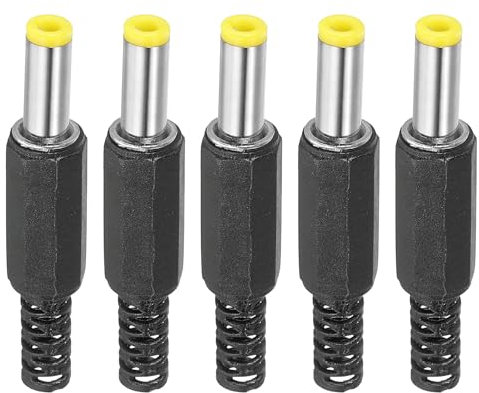 PATIKIL 5.5x2.1mm CC Maschio Terminali Alimentazione Spina 5 Pacco Fai da Te CC Barile Connettore Sostituzione Giallo
