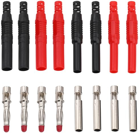 Greluma 8 Pz Spine e prese a banana isolate rivestite da 4 mm, connettori maschio e femmina a banana a saldare di sicurezza per cavi di prova multimetro