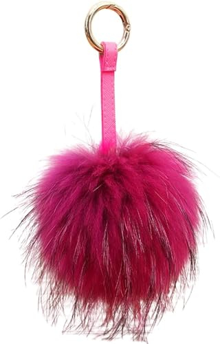 xinshibao Fuchspelz Kaninchenfell Pom Pom Anhänger - Schlüsselanhänger & Taschenanhänger, Pelz Bommel Ball