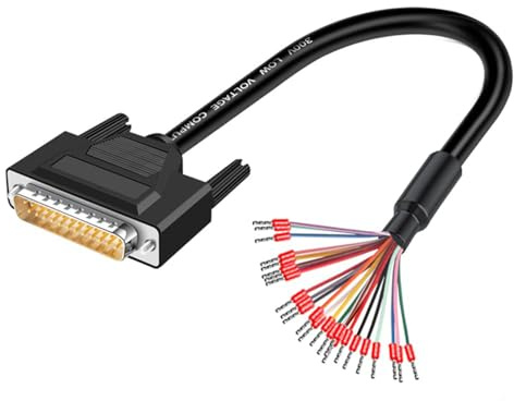 Harrisen DB25-Stecker lötfreier Adapter mit 1.5M 26AWG Ersatzkabel | Kunststoffgehäuse, RS232 D-SUB Seriell, 25-poliger Port-Terminal-Stecker, Breakout Board