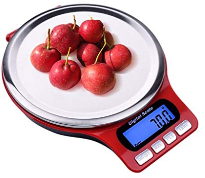 Bilancia da cucina digitale, bilancia da cucina elettronica da 11 libbre/5000 g con display LCD, design accurato e sottile, per cucina domestica/rosso (colore : rosso, dimensioni : 16.5 * 13 * 2.2CM)