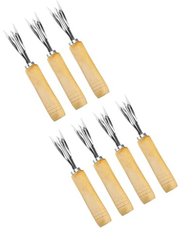 FUNOMOCYA Taglierina A V per Ananas Pelapatate in Acciaio Inox Rimozione Occhi Sbucciare Frutta Facile Usare Pulire Manico Legno Escursionismo Campeggio