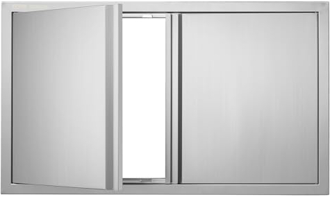 VEVOR Porta di accesso per barbecue, 91 cm di larghezza x 53 cm di altezza, doppia cucina da esterno, montaggio a filo in acciaio inossidabile, parete verticale con maniglie da incasso, per isola