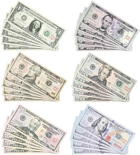 HeZhiNing 180 Banconote di Scena, Fogli da Gioco per Bambini, Banconote da Giochi, Banconote da Giochi di Film per Feste (Banconote Giocattolo Dollaro)