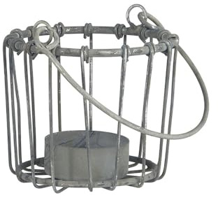 Ib Laursen Kerzenhalter mit Henkel Draht Windlicht Grau Teelichthalter 7 x 8,5 cm, 57231-18