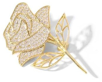 Gold Rose Brosche Strass Blume Brosche Pin Schnalle Korsage Großen Schal Pin Modeschmuck für Kleidung/Schals/Tücher/Ponchos/Hochzeit