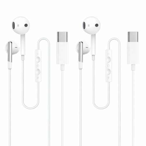 Écouteurs AMBLE TYPE C HP Blanc, Compatibles avec Honor 400 Pro/200 Smart/200/200 Lite/200 Pro/400 Lite, Casque Filaire Numérique HiFi Stéréo Intra-auriculaires, USB C