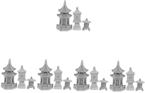 Milisten 5 Sets Gartenpagode Statue Miniatur Dekorativer Pavillon Modell Hof Ornament Bonsai Schmücken Mini Zubehör 3 Stück * 5