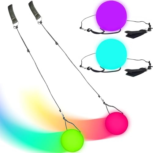 CENPEK Stück LED-Leuchtbälle zum Schwingen, Regenbogenfarben und Stroboskopeffekte, Poey-Bälle für Zirkusspiele, Jonglieren, leuchtende Spinnen, Schaukeln, Bauchtanz
