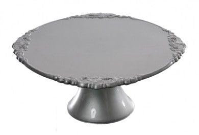 Golden Hill Alzata per dolci Alzatina torta e frutta, di plastica grande (Argento, ø31 h10)