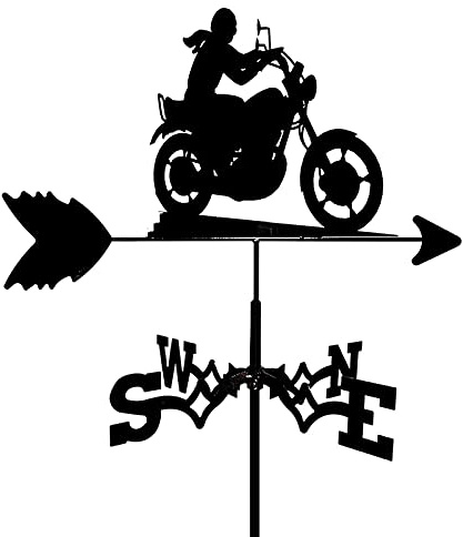 Retro Rahmen Wetterfahne Edelstahl Wetterfahne mit Montagehalterung Windrichtungsanzeiger Windfahne Wetterhahn Tierfiguren Design Ornamente Reiten Motorräder