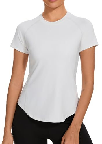 Terecey Sport T Shirt Damen, Damen Rundhalsausschnitt Workout Tops Atmungsaktives mit Raglan-Ärmeln für Frauen für Lässig Laufen Yoga Gym