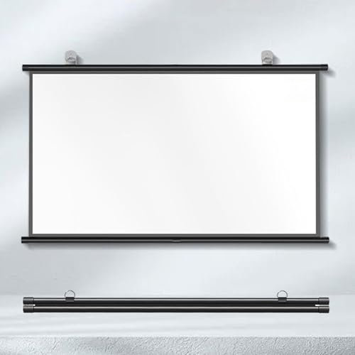 Schermo Di Proiezione Avvolgibile Manuale, Telo for Proiettore Avvolgibile 30-72 Pollici, Ideoproiezione 3D Full HD 4K, Schermo for Proiezione Proiettore Home Cinema Schermo for Tende A Rullo(4:3,50)