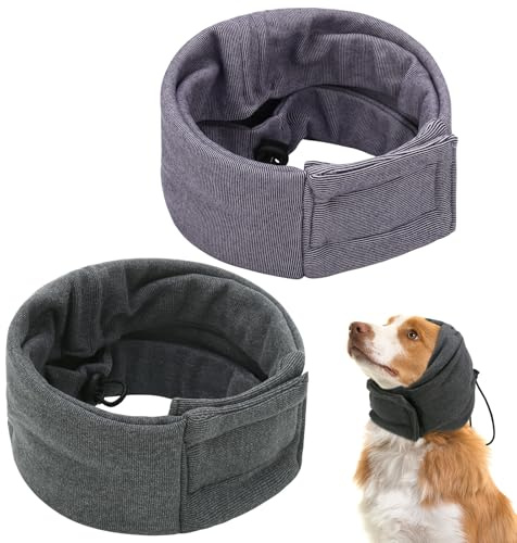 2 Stück Hunde-Ohrenschützer, verstellbares Hunde-beruhigendes Stirnband, Kapuzenpullover, Ohrwickel für Hunde, Geräuschschutz, bequeme Hunde-Ohrenschützer, Hals- und Ohrenwärmer, Kapuze, beruhigende