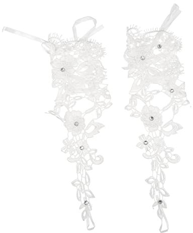 TINEASUR 1paar Lange Brauthandschuhe Elastischer Spitze Für Damen Fingerlose Armstulpen Für Hochzeiten Cosplay Und Besondere Anlässe Weiß