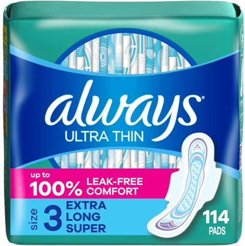 Always Ultradünne Damenbinden mit Flügeln, Größe 3, extra lang, super Saugfähigkeit, geruchlos, 38 Stück x 3 Packungen (insgesamt 114 Stück)