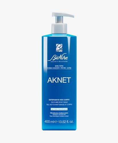 BioNike Aknet - Gel Detergente Viso e Corpo per Pelli a Tendenza Acneica e Grasse, Riequilibra e Purifica la Pelle, Migliora le Imperfezioni, 400 ml