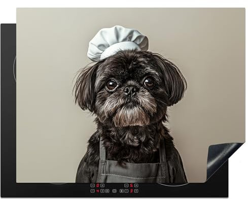 KitchenYeah© Protège Plaque Induction 77x59 cm Deco Cuisine Accessoire Pratique Protection De Vitroceramique Kitchen Gadget Cuisinier - Noir - Chien