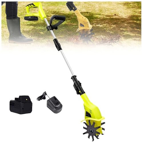 CRMARKM Motoazada para huerto,azada eléctrica,batería de Litio, 20 V, 4000 mAh, Ancho de Trabajo de 10 cm, Velocidad de 250 RPM,2.65kg,Mango ergonómico,para Cultivo de jardín