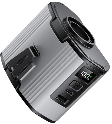 Sungive Ventilador 3 en 1 (cintura/manual/escritorio), batería 12000mAh, 10 velocidades, pantalla LED, carga rápida USB-C,silencioso, correa, muestra viento/batería, interior y exterior.(Gris)