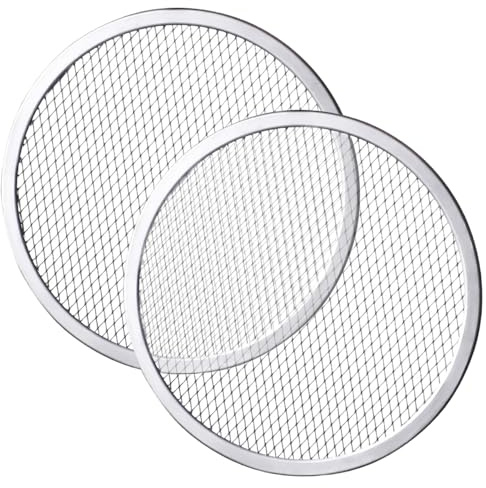 Yeory 2 Pcs Pizza Screen Stainless Steel 13 In Round Mesh Pizza Tray for Oven Non Stick Heat Distribution Baking BBQ Seamless Grill Mesh Mat for Restaurant, Home, Pan